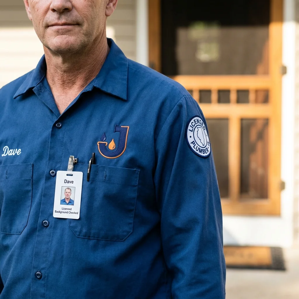 Licensed plumber showing ID badge in Pagosa Springs, CO