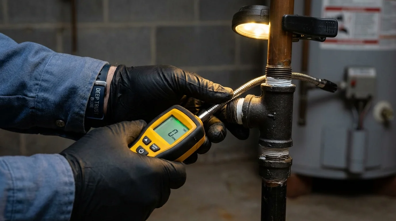 Gas leak detection with electronic sniffer by Johns Plumbing LLC in Pagosa Springs
