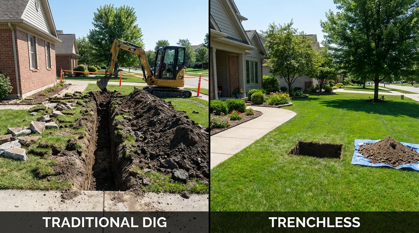 Trenchless sewer repair with minimal yard damage versus traditional excavation in Pagosa Springs, CO